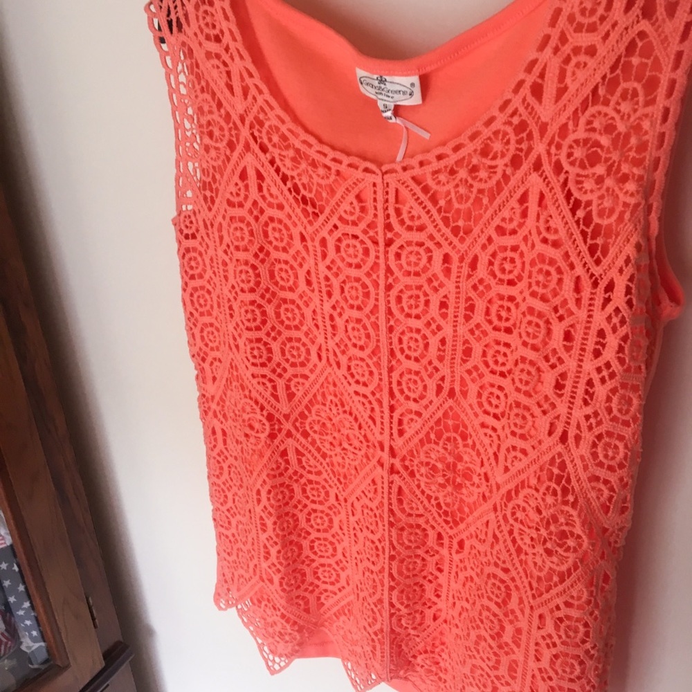 Beautiful orange crotchet lace blouse!!